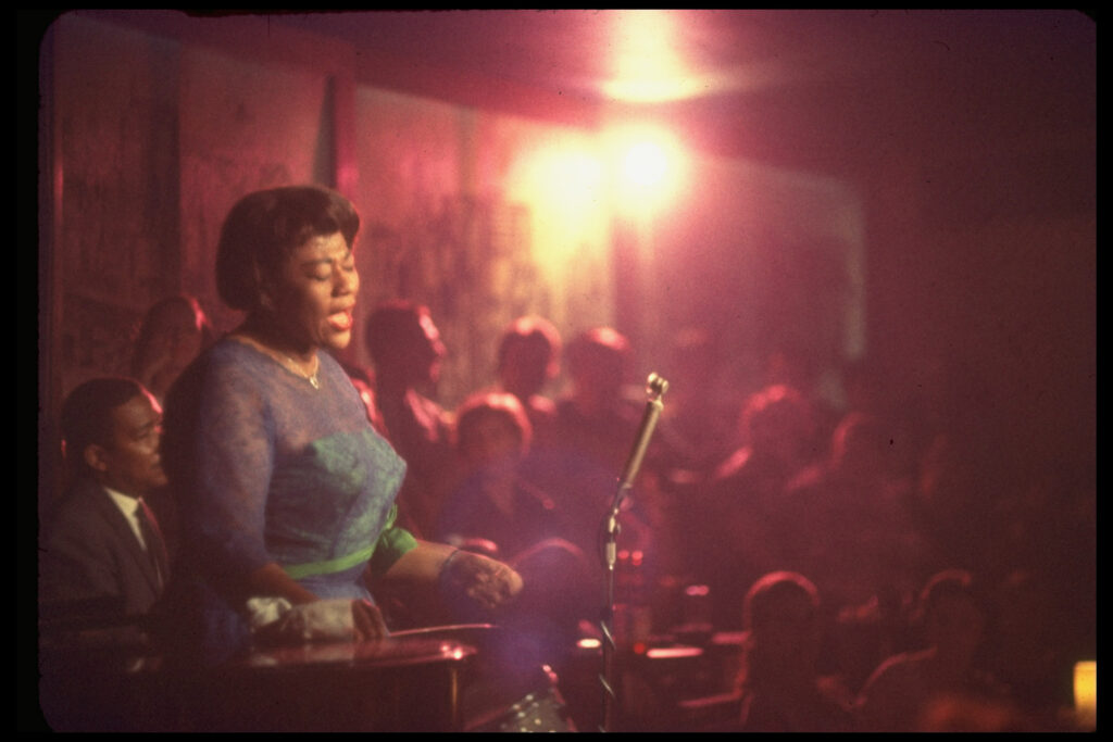 Ella Fitzgerald performing at Mister Kelly's nightclub in Chicago, 1958.