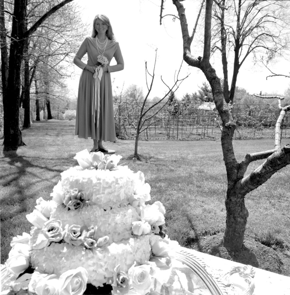 Martha Stewart posed outside of her Connecticut home in 1987, when she had just come out with a book on wedding cakes.