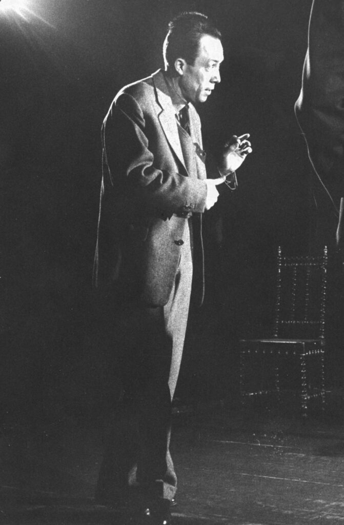 Albert Camus directed a rehearsal of his play Caligula, Paris 1957.