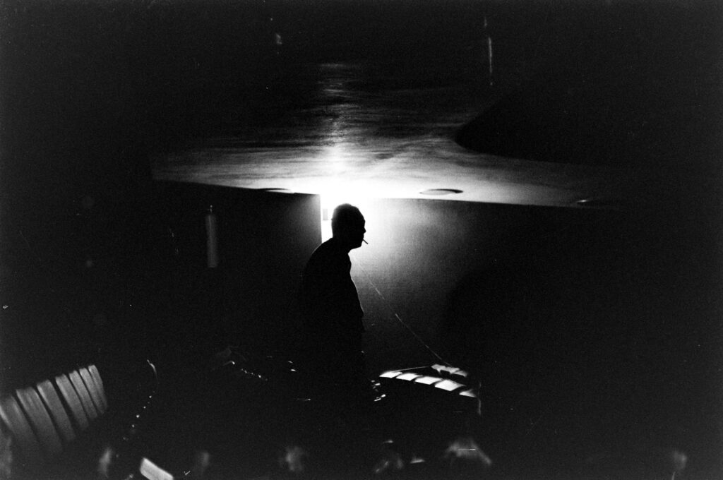 French author Albert Camus, on the set of his play Caligula, 1957.