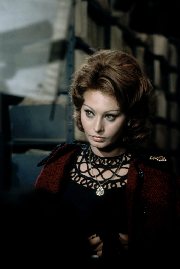 Sophia Loren on the set of the 1964 film 'Marriage Italian Style', directed by Vittorio De Sica.