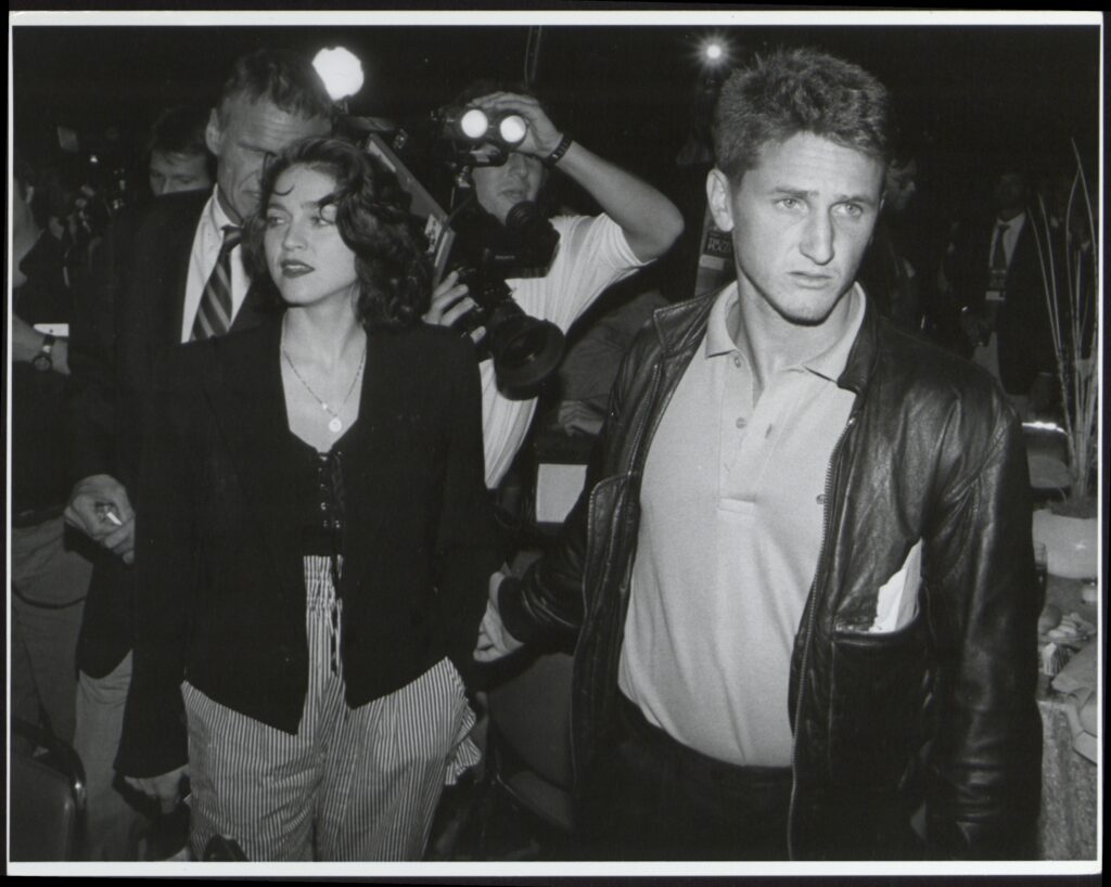 Madonna with actor Sean Penn, her husband from 1985 to 1989.