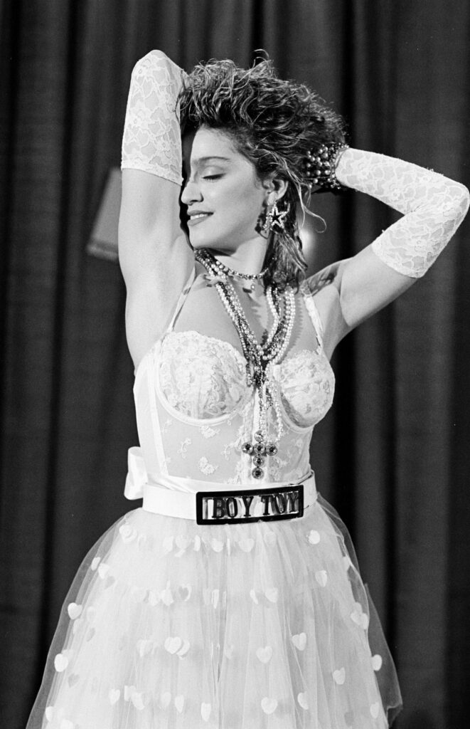 Madonna performed at the MTV Video Music Awards at Radio City Hall in New York, 1984.